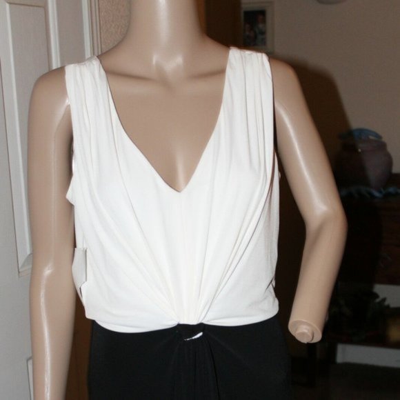SANGRIA BLACK & IVORY VNECK FORMAL GOWN 10 NWT - Picture 1 of 8